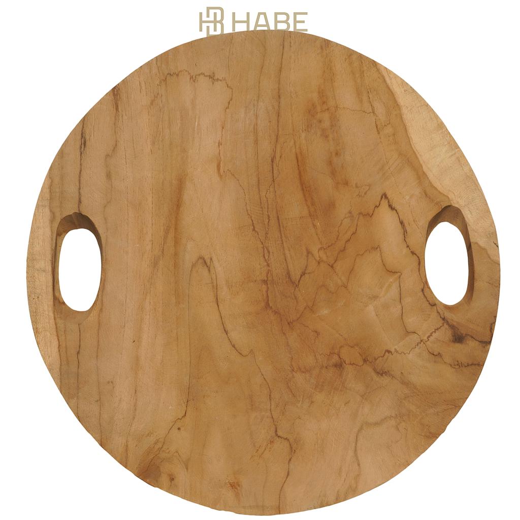 Round Tray with Cut out Handles Natural